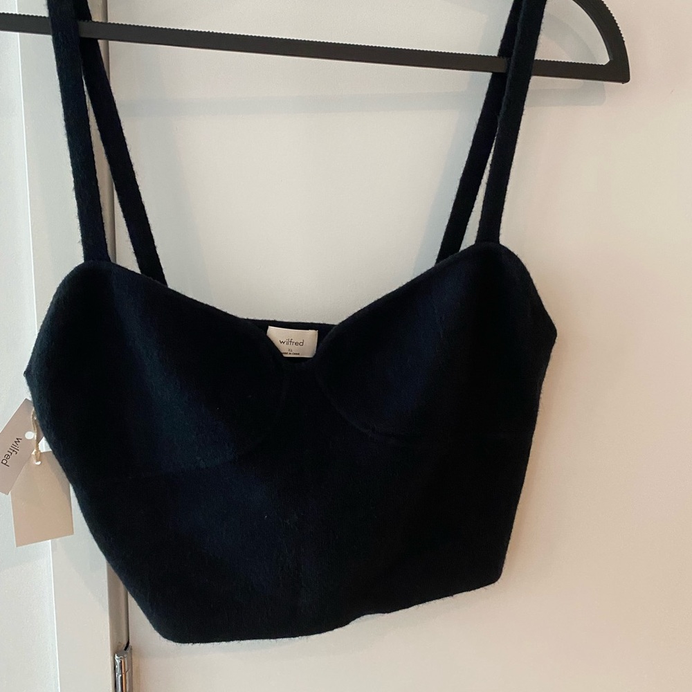 Black Wool crop bustier